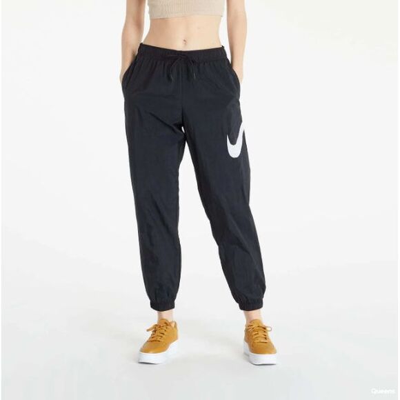 Nike Essential Mid-Rise Pants Sportswear Women Black Large Lined Retro Crinkle - Picture 2 of 13